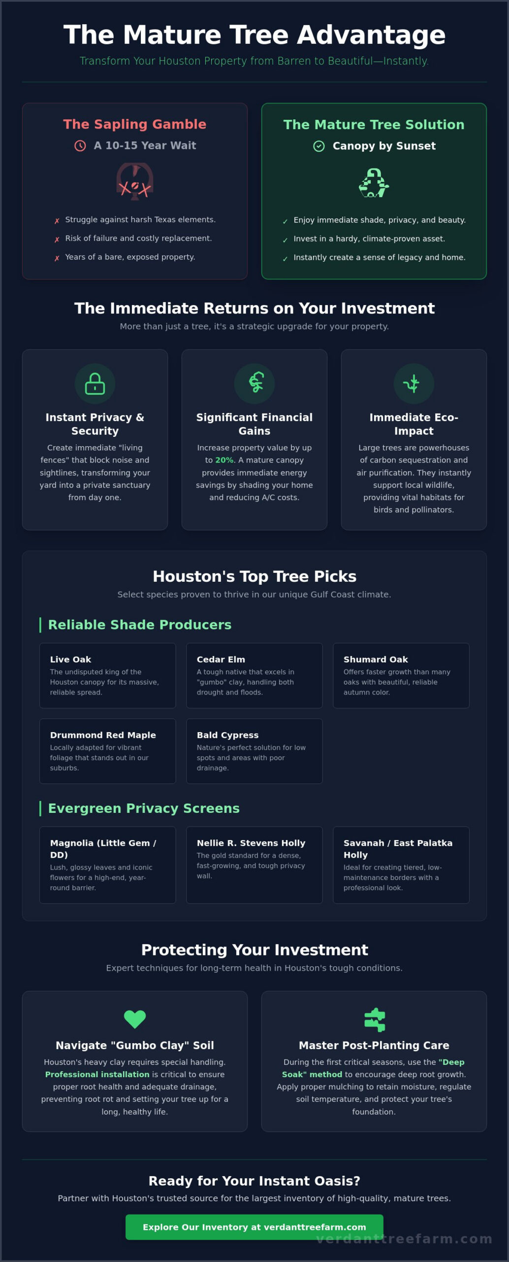 Full Grown Trees for Sale in Houston: The 2026 Guide to Instant Landscapes